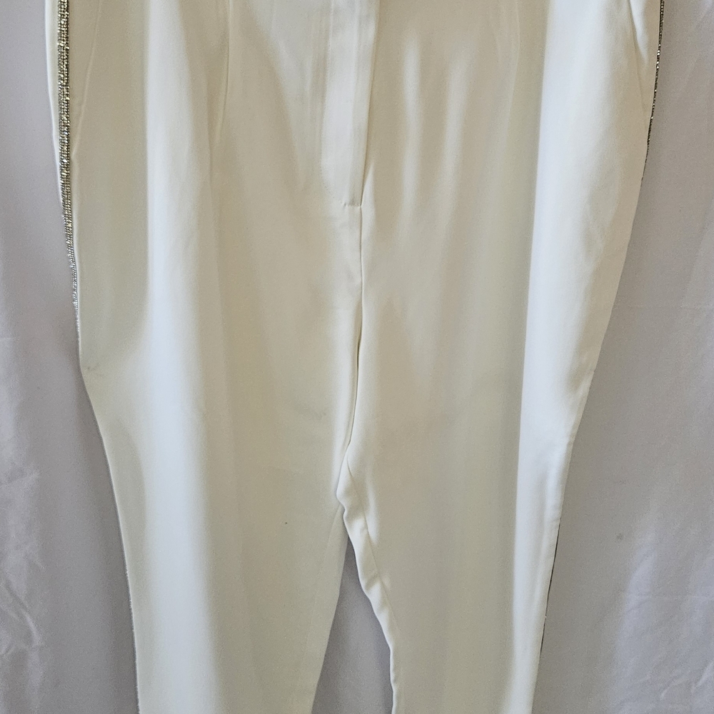 #300 Kate & Mallory White Trousers with Silver Accents